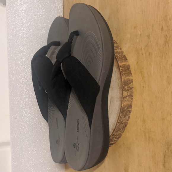 Clarks Cloudstepper Cushion Soft Flip Flop Sandals Womens Size 9 Black Gray - Picture 3 of 8
